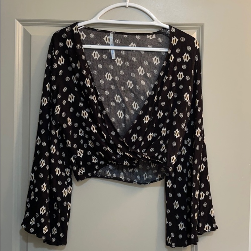Cropped Bell Sleeve Boho Top
